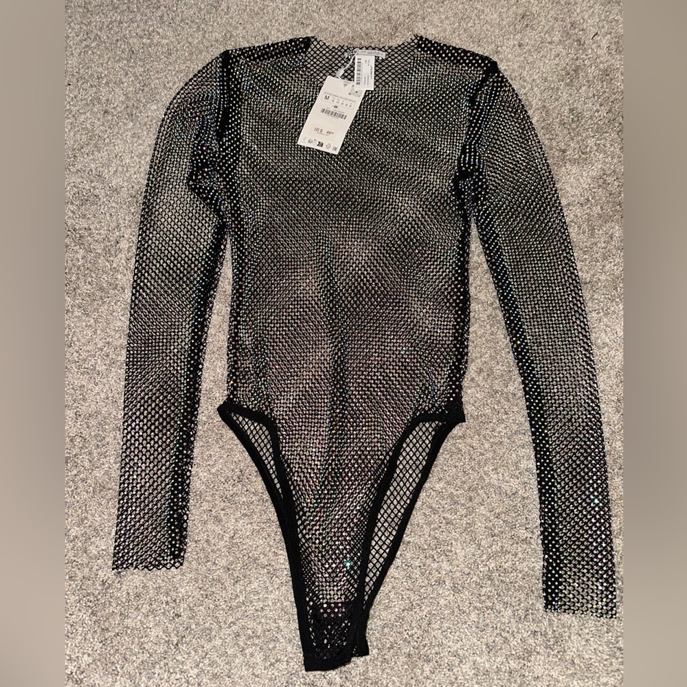 Zara Sequin Chain Bodysuit